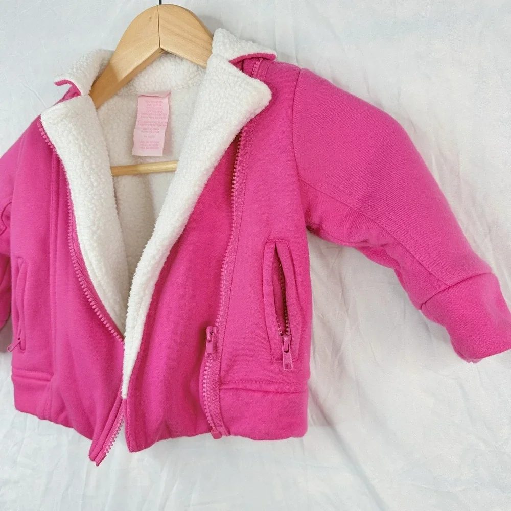 Nannette Girl SZ-3T shearling‎ Lined Pink Jacket Coat design on the back